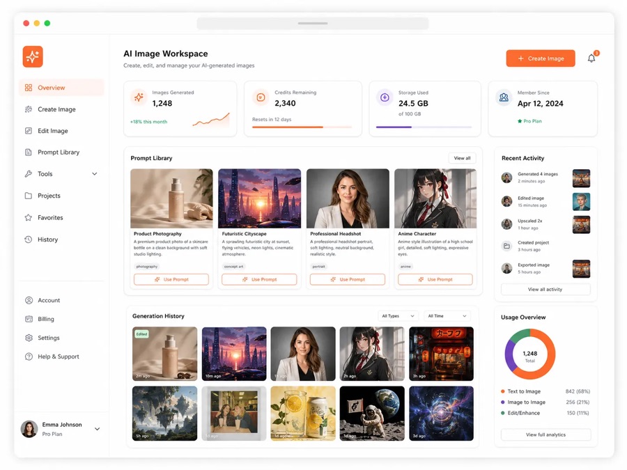 UI Mockups and App Screens prompt example