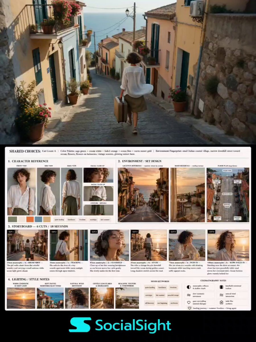 Professional cinematic storyboard moodboard layout for an indie summer film, clean editorial pre prompt example image preview