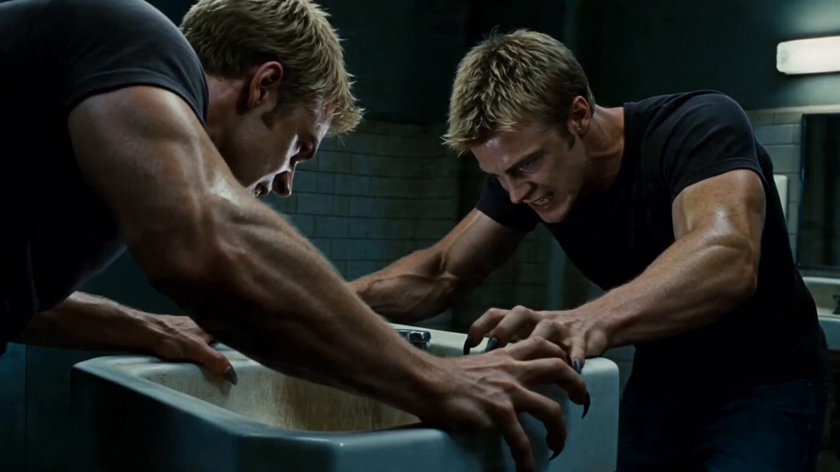 1. THE WOLF — Dire Wolf Washroom Transformation Cinematic creature transformation masterpiece. A prompt example image preview